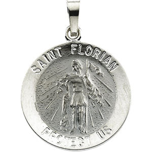 14K White Gold Saint Florian Pendant