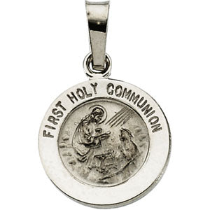 14K White Gold First Communion Pendant