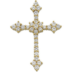 14K Yellow Gold Cross Pendant with Diamond