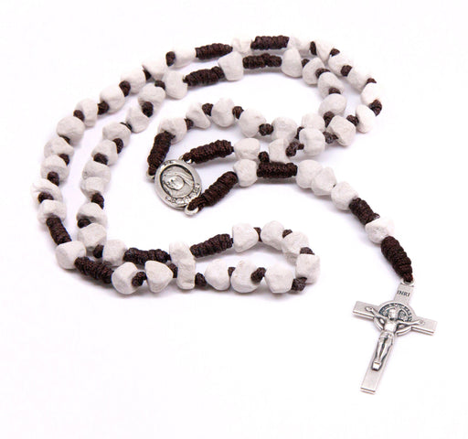 Medjugorje Benedict Stone Rosary - Brown Cord