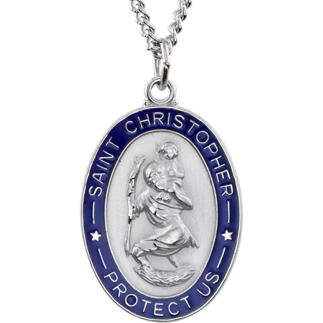 Saint Christopher Medal - Blue Epoxy